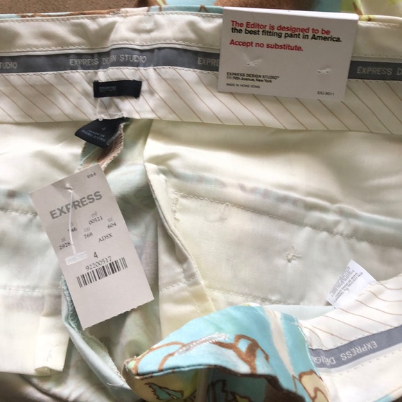 EXPRESS DESIGN STUDIO EDITOR PANTS FLORAL 4 Flare - Picture 7 of 8